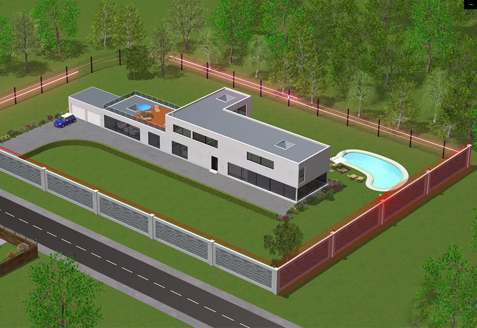 Optex high end residential perimeter protection redscan air beams fibre optic PNG