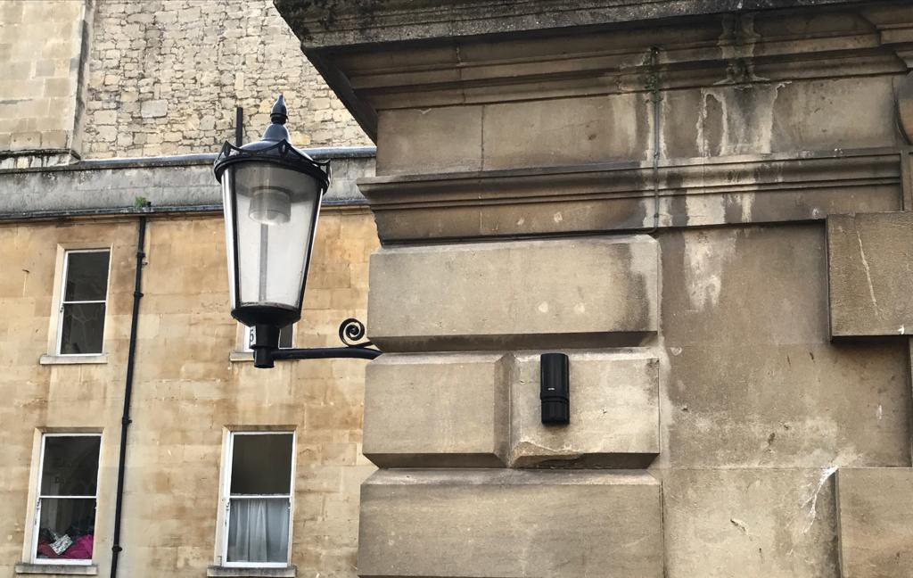 Optex ir beams top of wall installation