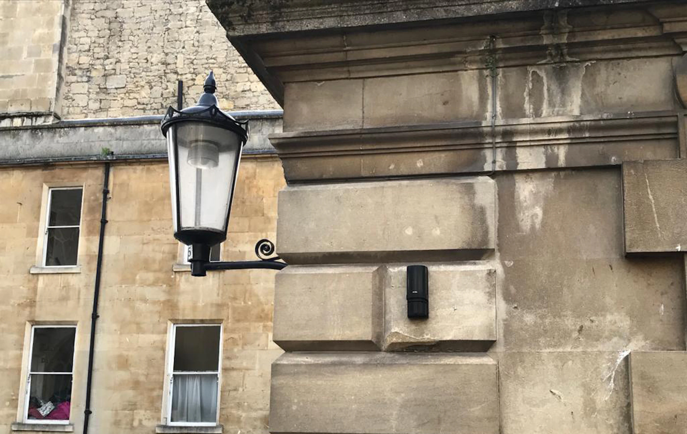 Optex ir beams top of wall installation